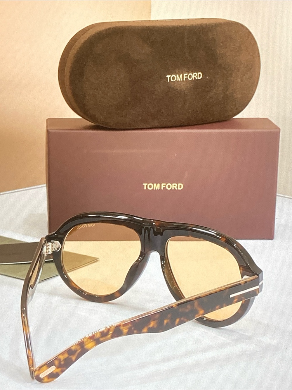 Tom Ford Black Frame Amber Lens Sunglasses with Case - Picture 8 of 9